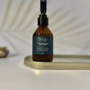 alt="spray pos sol natural Bergo Botica com buriti camomila e coco pre e pos exposicao solar Ceara"